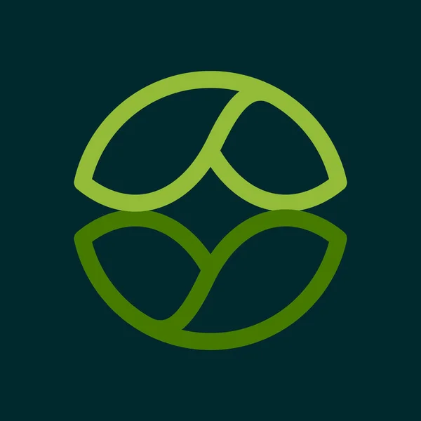 Logotipo de círculo de línea ecológica formado por hojas verdes retorcidas . — Vector de stock