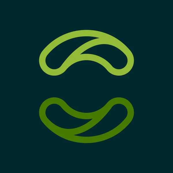 Eco linje cirkel logotyp som bildas av vridna gröna blad. — Stock vektor