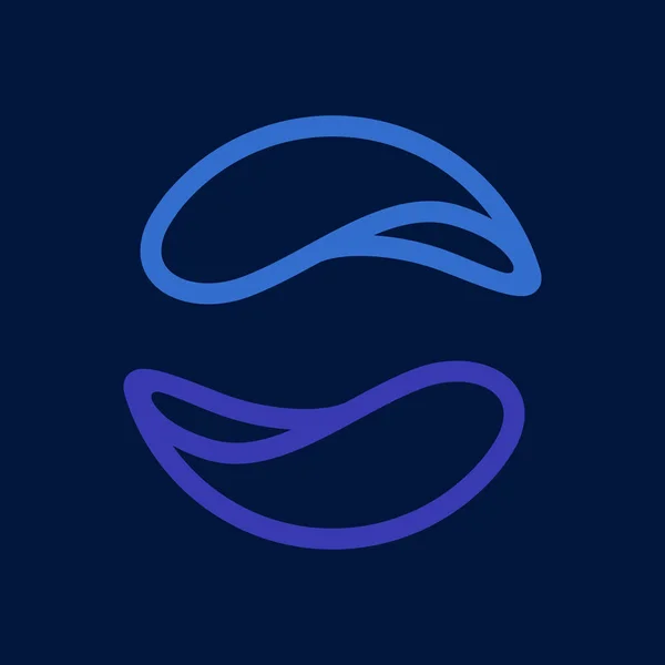 Logotipo de círculo de línea ecológica formado por gotas azules retorcidas . — Vector de stock