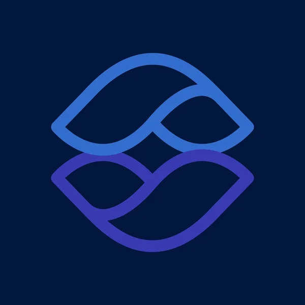Eco linje cirkel logotyp som bildas av vridna blå droppar. — Stock vektor