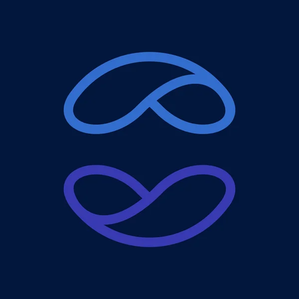 Eco lijn cirkel logo gevormd door gedraaide blauwe druppels. — Stockvector