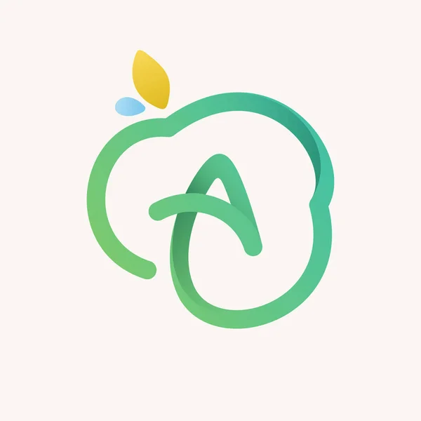 Písmeno Zelené Čárové Logo Vektorová Ikona Ideální Pro Ekologické Štítky — Stockový vektor