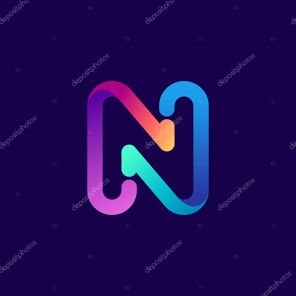 N letter logo with arrows. Vector bright gradient font for sport labels, bets headlines, multimedia posters, business cards etc.
