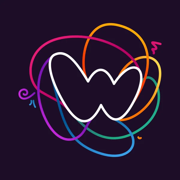 Harfi Neon Renkli Logo Dijital Etiketler Bilimsel Baskılar Gece Hayatı — Stok Vektör
