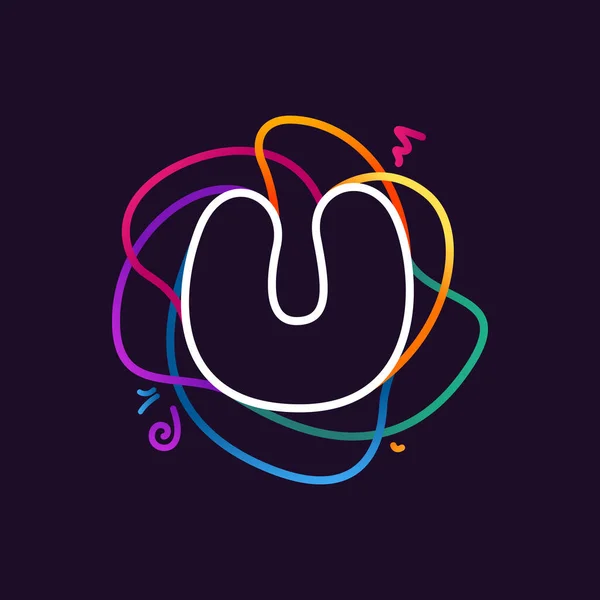 Buchstabe Neon Line Buntes Logo Großes Lebendiges Symbol Für Digitale — Stockvektor