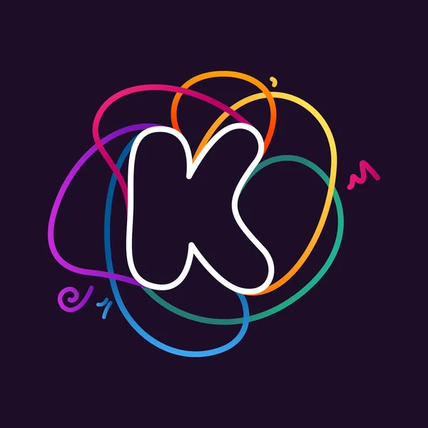 Bokstavs Neonstrek Fargerik Logo Sterkt Levende Ikon Digitale Etiketter Vitenskapelig – stockvektor