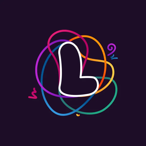 Letter Neon Lijn Kleurrijk Logo Geweldig Levendig Icoon Voor Digitale — Stockvector