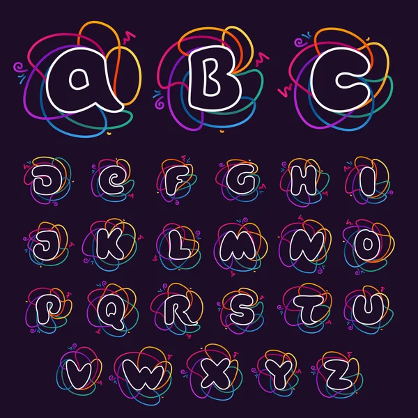 Neonfarbenes Alphabet Großes Lebendiges Symbol Für Digitale Etiketten Wissenschaftsdruck Nachtleben — Stockvektor