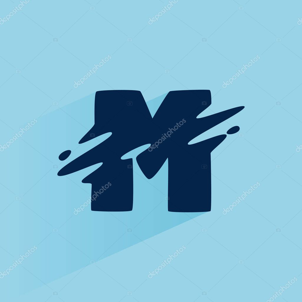 Initial letter M fast speed logo design template. Vector wave line font for sport labels, dynamic headlines, bets posters, etc.