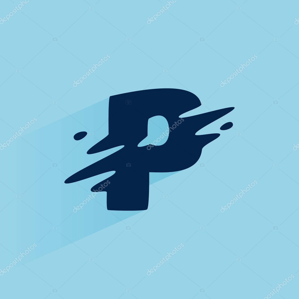 Initial letter P fast speed logo design template. Vector wave line font for sport labels, dynamic headlines, bets posters, etc.