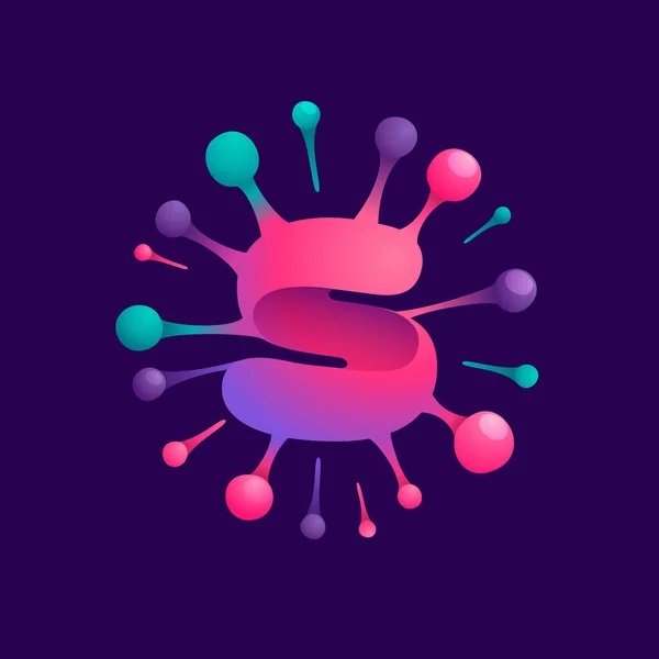 Harfi Titreşimli Virüs Logosu Daire Şeklinde Kimya Etiketleri Bilim Şirketleri — Stok Vektör