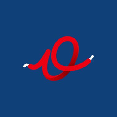 O harfi spor logosu ayakkabı bağcığıyla oluşturuldu. Vektör el yazısı yazı tipi çalışma etiketleri, yarış başlıkları, fitness posterleri, dağıtım kartları vs. için kullanılabilir.