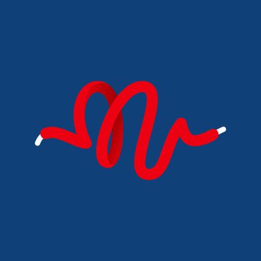 N harfi spor logosu ayakkabı bağcığıyla oluşturuldu. Vektör el yazısı yazı tipi çalışma etiketleri, yarış başlıkları, fitness posterleri, dağıtım kartları vs. için kullanılabilir.