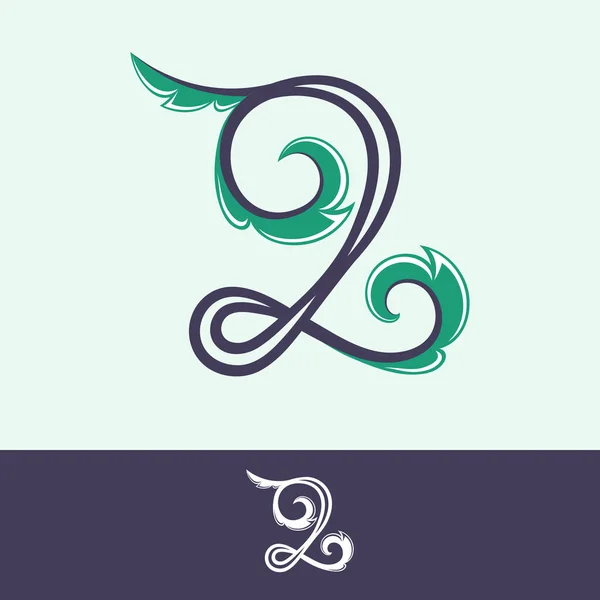 Номер Два Логотип Цветочном Винтажном Стиле Перфектный Векторный Значок Роскошного — стоковый вектор