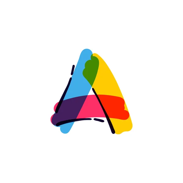 Letra Logotipo Escrito Mano Con Rotulador Multicolor Icono Vector Perfecto — Vector de stock