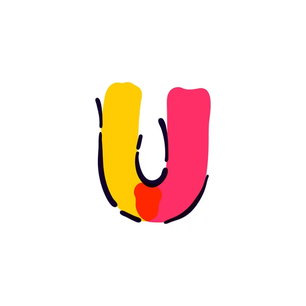 Letter Logo Handwritten Multicolor Felt Tip Pen Perfect Vector Icon — Stock Vector
