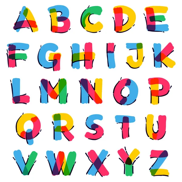 Alphabet Manuscrit Avec Feutre Multicolore Icône Vectorielle Parfaite Pour Conception — Image vectorielle