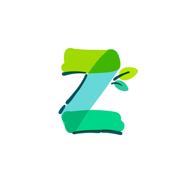 Λογότυπο Γραμμάτων Πράσινο Φύλλο Χειρόγραφη Μαρκαδόρο Γραμματοσειρά Vector Bold Marker — Διανυσματικό Αρχείο