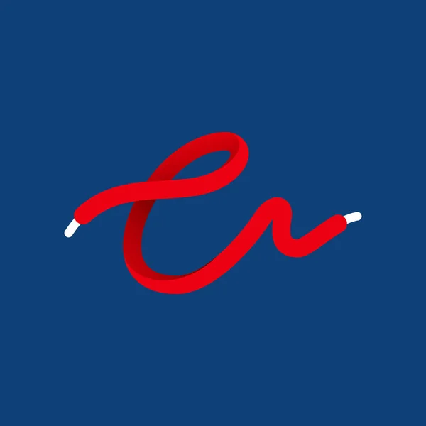Letter Sport Logo Formed Shoe Lace Vector Handwritten Script Font — Stock Vector