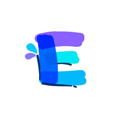 Üzerinde su damlaları ve dalgalar olan E harfi logosu. Keçeli kalemle yazılmış. Vektör kalın işaret yazıtipi, etiketleri, sağlık başlıklarını, saf posterleri, ekoloji kartlarını vs. yıkamak için kullanılabilir.