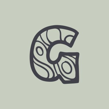 Dalga çizgisi desenli G harfi logosu. Su veya çöl tasarımı için mükemmel yazı tipi, manzara baskısı, seyahat kartı ve ekoloji kavramları, vs..