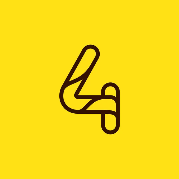 Número Cuatro Monograma Línea Moderna Diseño Logotipo Elegante Carta Vectorial — Vector de stock