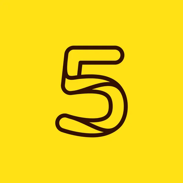 Number Five Modern Line Monogram Elegant Logo Design Vector Letter — Stock Vector