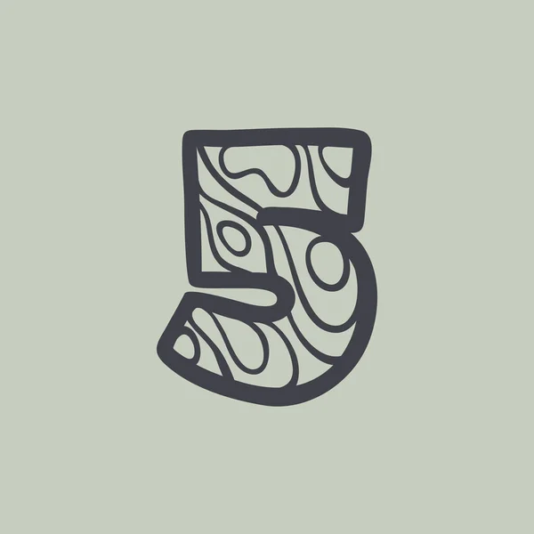 Logo Numero Cinque Con Motivo Ondulato Caratteri Perfetti Progettazione Acqua — Vettoriale Stock