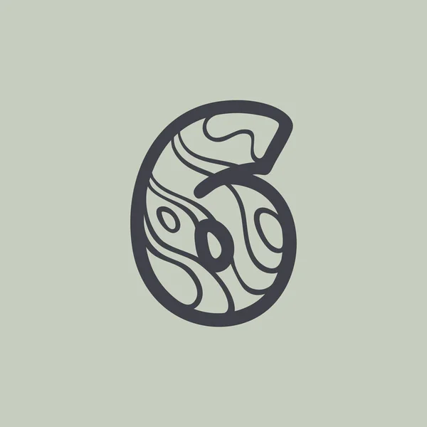 Logo Numéro Six Avec Motif Ondulé Fonte Parfaite Pour Conception — Image vectorielle
