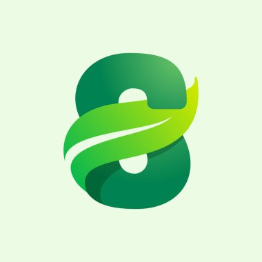 Yeşil yapraklı ekoloji S harfi logosu. Tarım etiketleri için vektör tipi, vegan başlıkları, bitkisel posterler, yaz kimliği vs..
