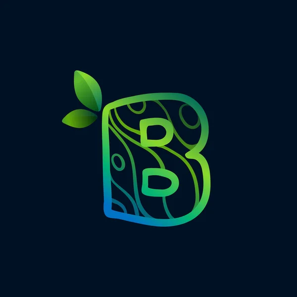 Lettera Logo Con Motivo Eco Onde Icona Verde Vettoriale Perfetta — Vettoriale Stock