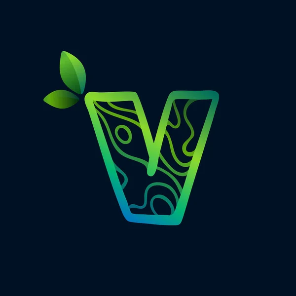 Bokstav Logotyp Med Ekovågor Mönster Perfekt Vektor Grön Ikon För — Stock vektor