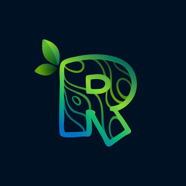 Logotipo Letra Com Padrão Ondas Ecológicas Ícone Verde Vetorial Perfeito — Vetor de Stock