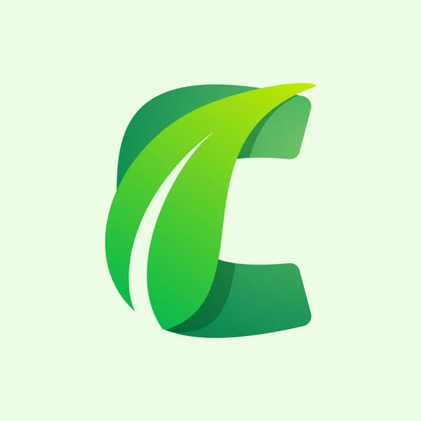 Ecologia Logotipo Letra Com Folha Verde Tipo Vetor Para Rótulos — Vetor de Stock