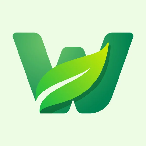 Ecology Letter Logo Green Leaf Vector Typeface Agriculture Labels Vegan — Stock Vector