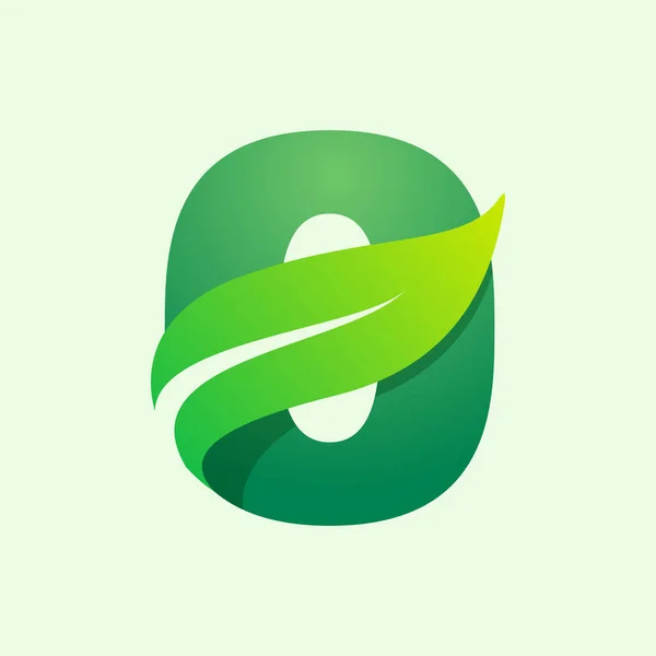 Ecologia Lettera Logo Con Foglia Verde Caratteri Vettoriali Etichette Agricole — Vettoriale Stock