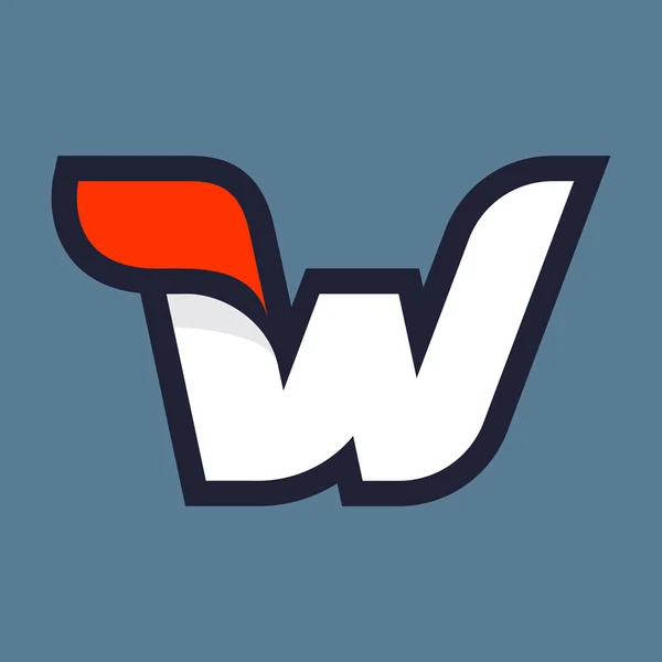 高速W文字のロゴ アスレチックラベル 技術タイトル ゲームポスターやスポーツウェアの転送のためのベクトルスポーツスタイルの書体 — ストックベクタ