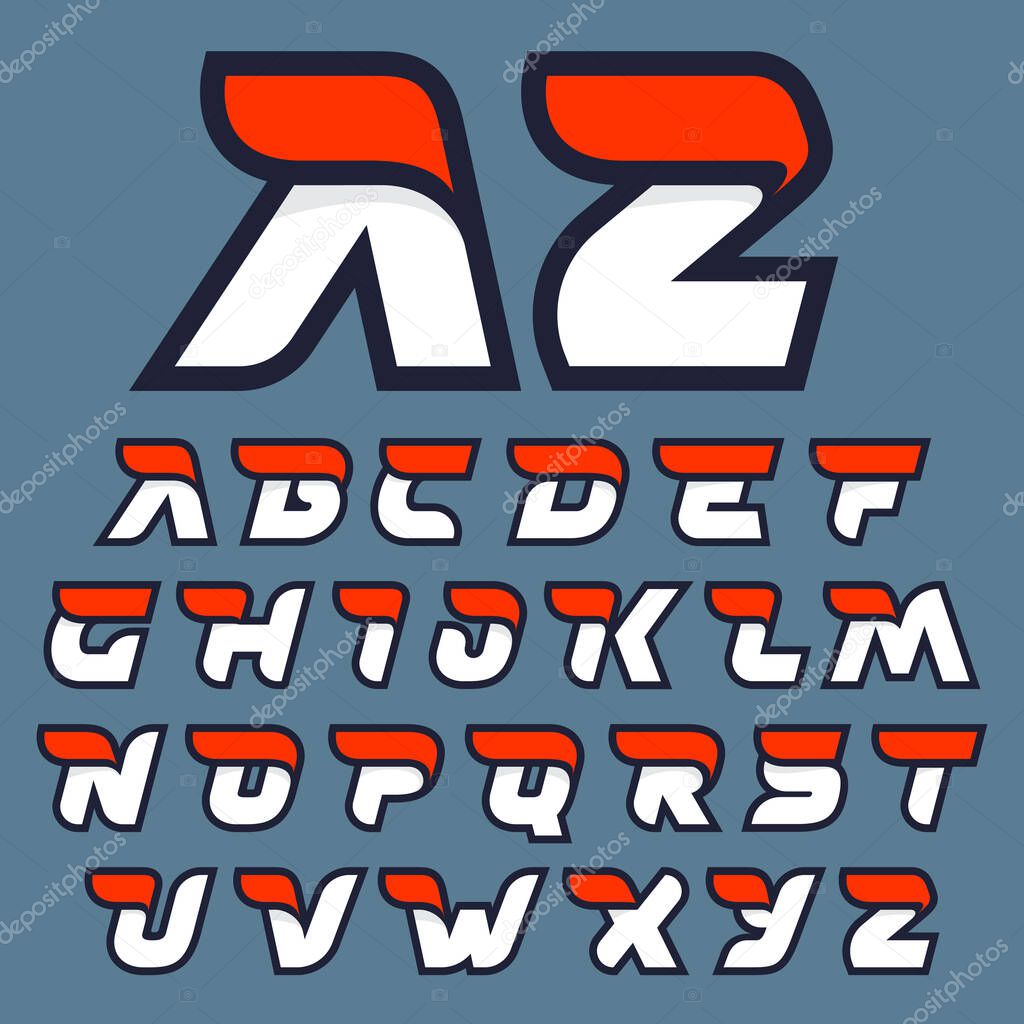 Fast speed alphabet. Vector sport style typeface for athletic labels, technology titles, game posters or sportswear transfers.