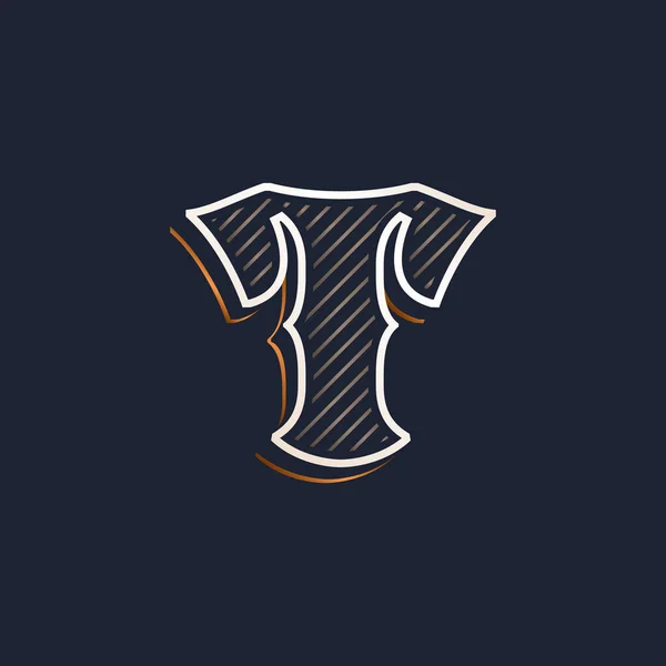 Винтажная Футболка Логотипом Декором Линии Классический Шрифт Векторный Шрифт Идеально — стоковый вектор
