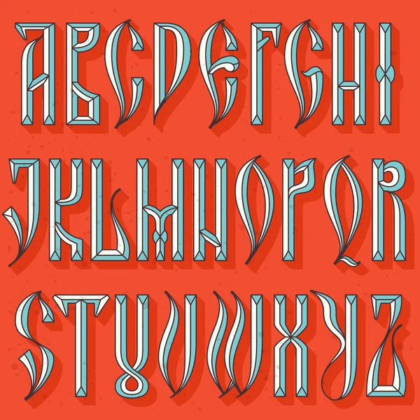 Retro Gecomprimeerd Alfabet Blackletter Lettertype Perfect Gebruiken Alle Alcohol Etiketten — Stockvector