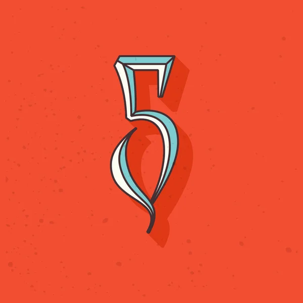 Retro Komprimované Logo Číslo Pět Blackletter Písmo Ideální Pro Použití — Stockový vektor
