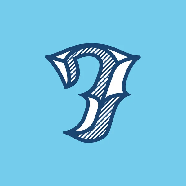 Декоративный Винтажный Логотип Номер Семь Шрифт Blackletter Идеально Подходит Использования — стоковый вектор