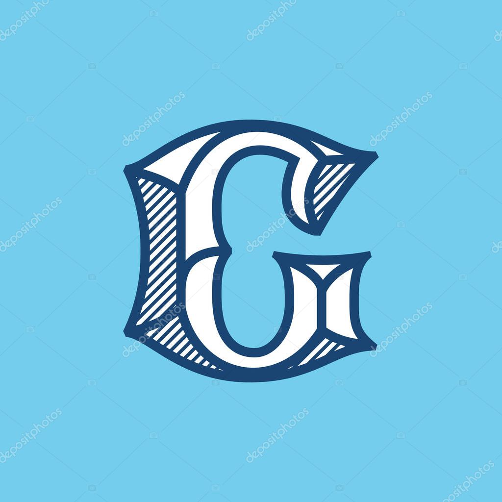 Decorative vintage G letter logo. Blackletter font perfect to use in any alcohol labels, retro style logos, circus posters, luxury identity, etc.