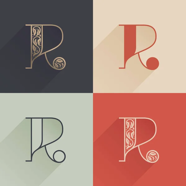 Klasické Písmeno Logo Prémiovou Výzdobou Čtyři Styly Písma Serif Nastaveny — Stockový vektor