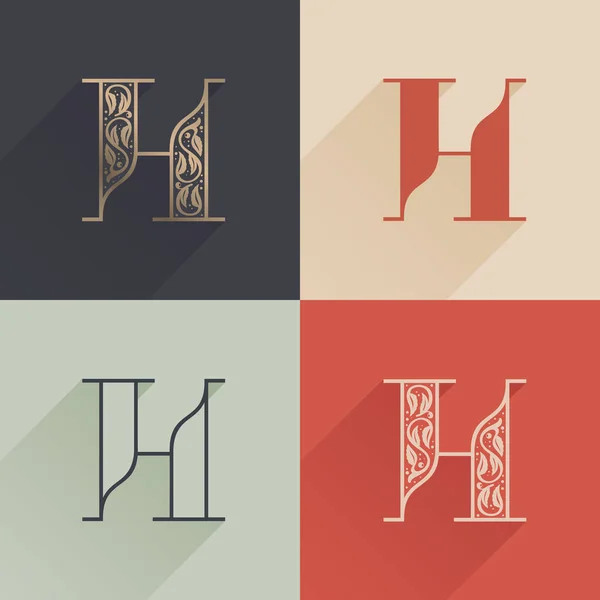 Classic Letter Logo Premium Decoration Four Style Serif Font Set — Stock Vector