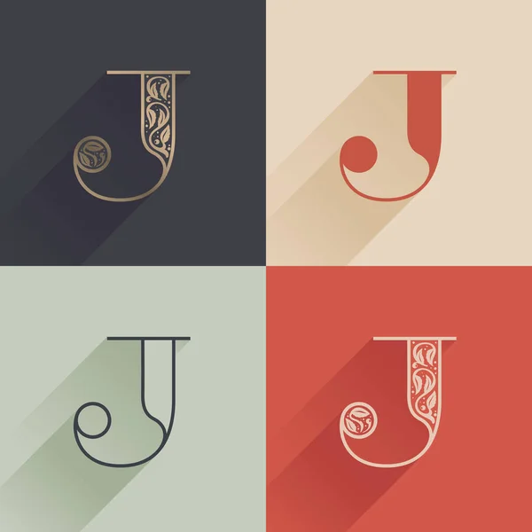 Klassisk Bokstav Logotyp Med Premium Dekoration Fyra Stil Serif Teckensnitt — Stock vektor