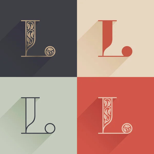 Classic Letter Logo Premium Decoration Four Style Serif Font Set — Stock Vector