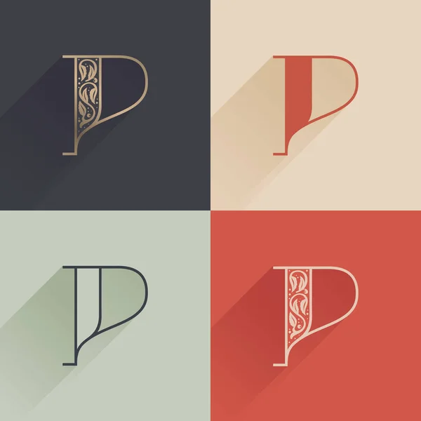 Logotipo Clásico Letra Con Decoración Premium Set Fuentes Serif Cuatro — Archivo Imágenes Vectoriales