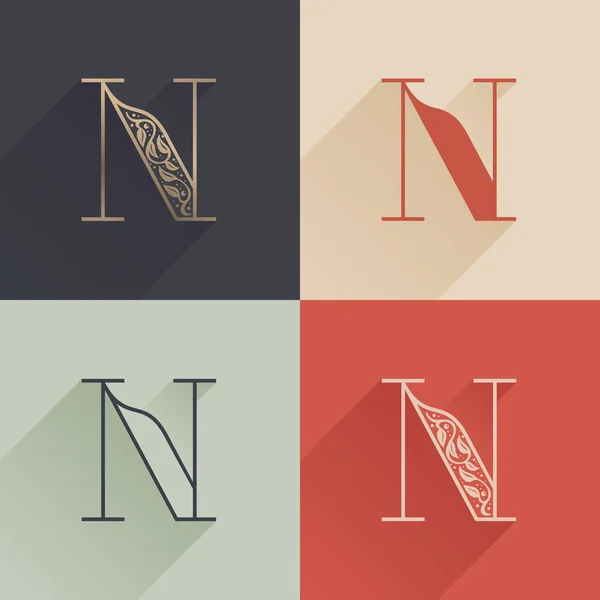 Klasyczne Logo Literowe Dekoracją Premium Cztery Style Serif Font Set — Wektor stockowy