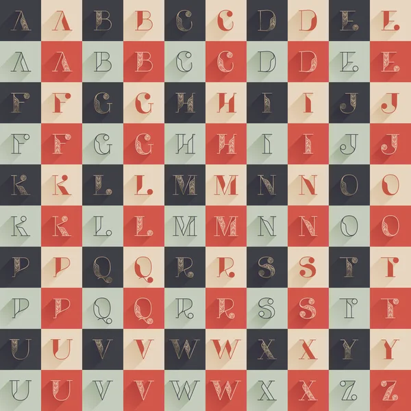 Alphabet Classique Avec Décoration Haut Gamme Ensemble Polices Serif Quatre — Image vectorielle